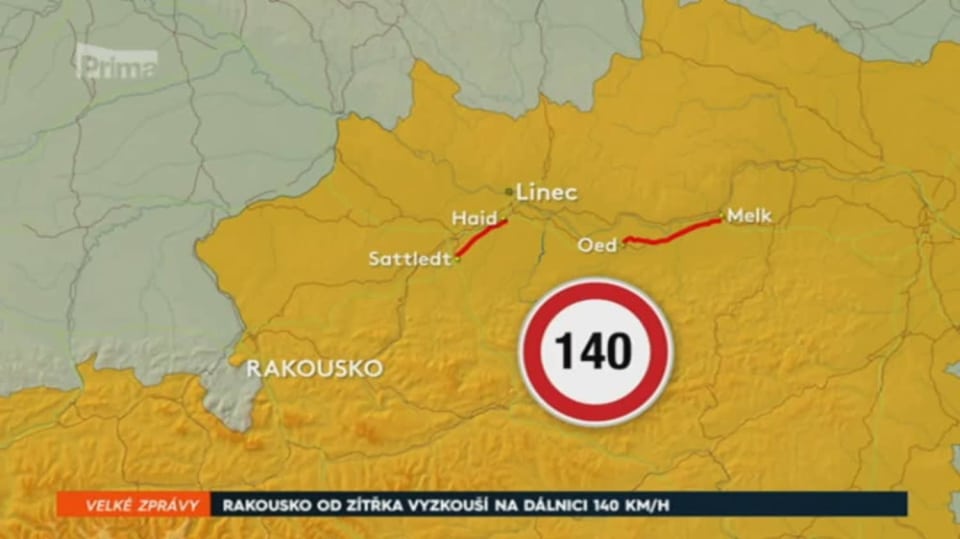 31. 7. 2018 VELKÉ ZPRÁVY: RAKOUSKO OD ZÍTŘKA VYZKOUŠÍ NA DÁLNICI 140 KM/H